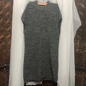 Athleta Marled Merino Wool Mock Neck Pinewood Sweater Dress Cap Sleeve Size L